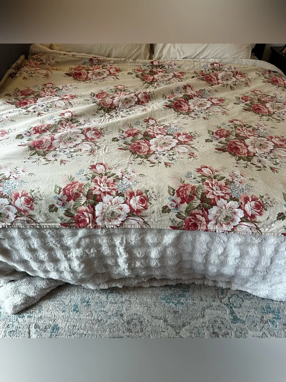 Vintage Ralph Lauren 'floral river sand' full/double flat sheet COTTAGECORE